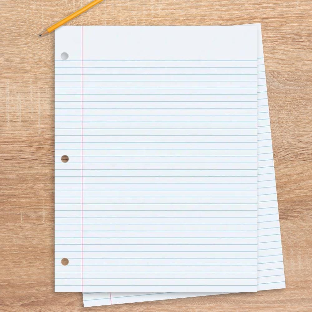School Smart 3-Hole Punched Filler Paper w/ Red Margin, 8-1/2 x 11